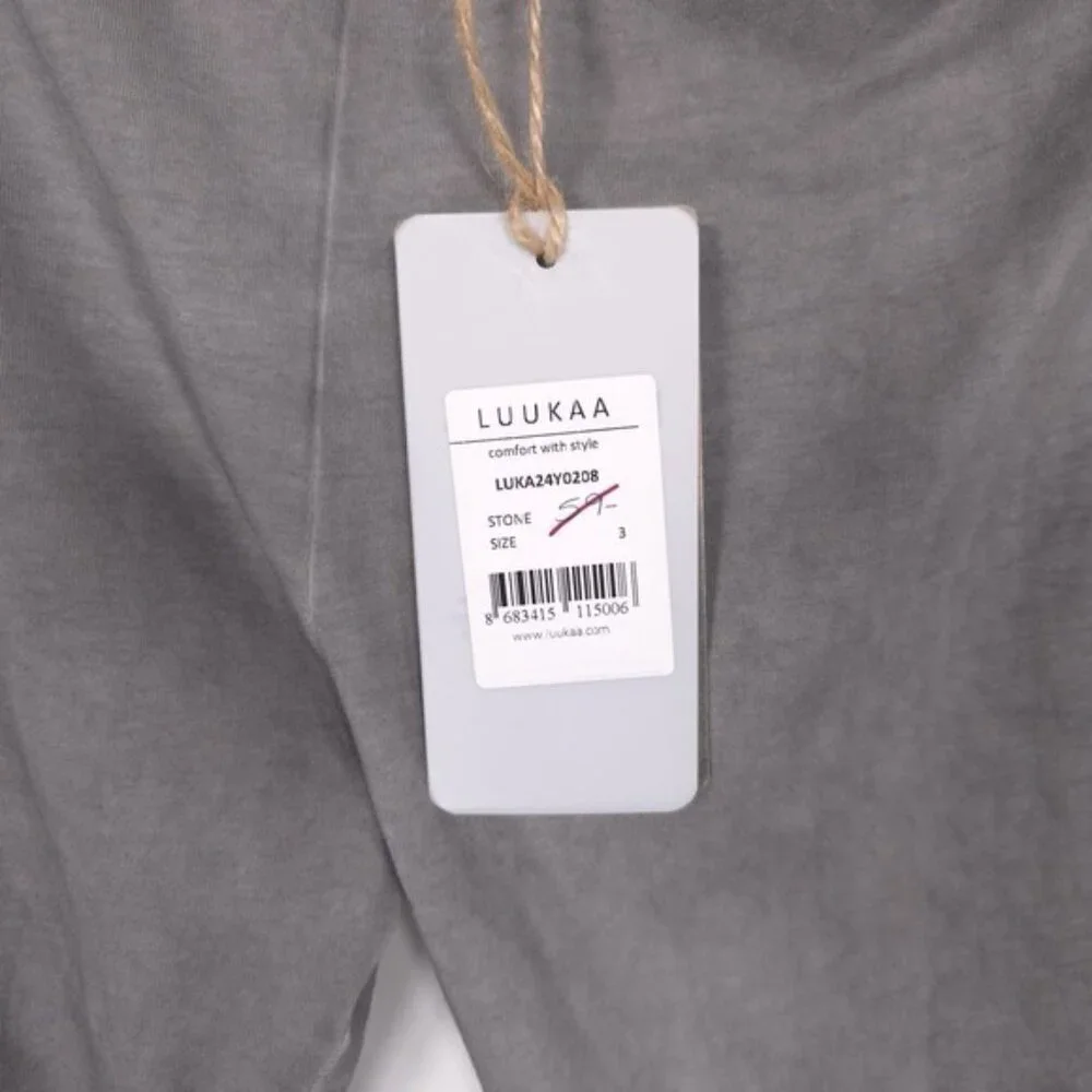 NWT LUUKAA Size US 10 LYRIC Garment Dyed Cotton Jersey Leggings Stone Pants LK 3